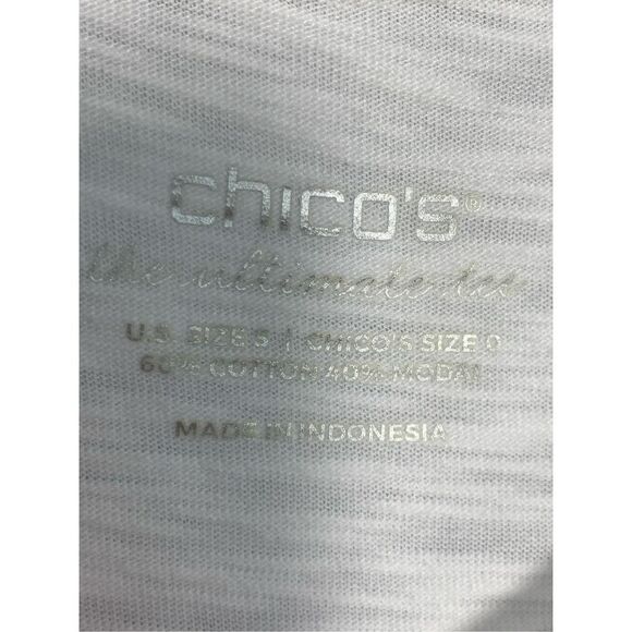 - Chico's Women's The Ultimate Drop Shoulder T-Shirt White Small - Picture 4 of 7